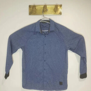 Adidas Adicross Beyond Mens Blue/Black Button  Down Dress Shirt,Size M/M.